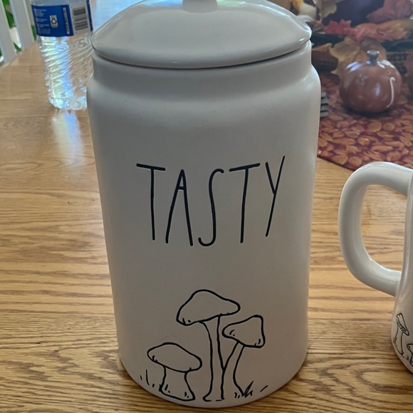 Rae Dunn mushroom canister, mug, and spoon holder. - Picture 3 of 8